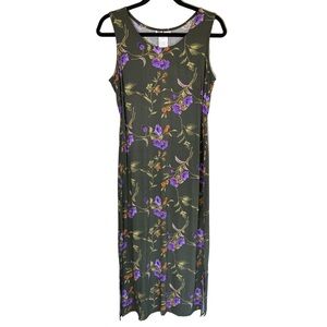 Vintage R&K Floral Cottagecore Midi Dress – Size 10, Tie‑Back